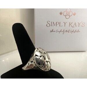 Vintage Marsala Sterling Silver Pebble Cut-Out Dome Ring – Chunky & Unique